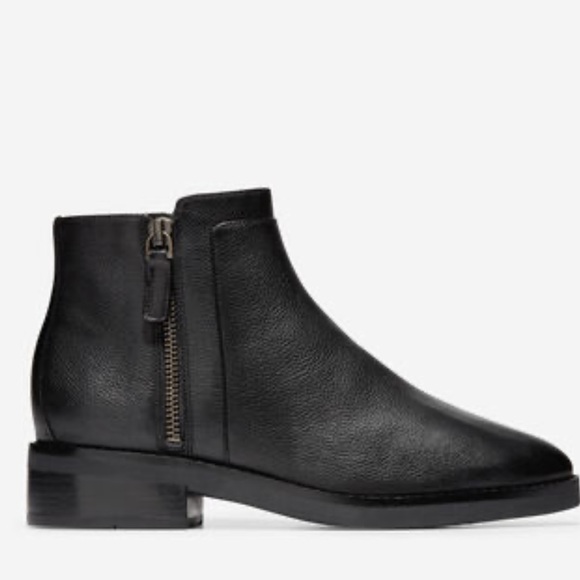 NWT COLE HAAN SOFT BLACK LEATHER RENEE BOOTIE - ZIPPERS ON INNER AND OUTER SIDES - Picture 8 of 10